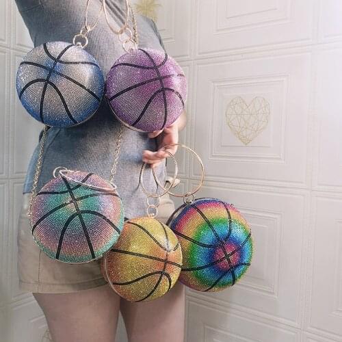 Rhinestone Basketball Football Evening Bag Women New Designer Creative Round Ball Clutch Dinner Purse High Quality Personality