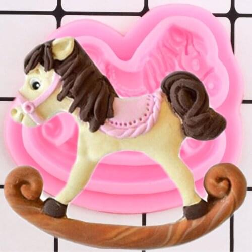 Trojan Horse Silicone Mold Baby Birthday Cupcake Topper Fondant Cake Decorating Tools Chocolate Gumpaste Mould Candy Clay Mold