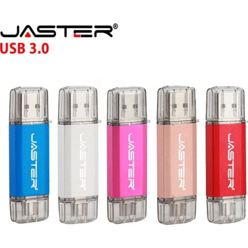 JASTER OTG usb 3.0 & type-c usb flash drives 8GB 16GB 32GB 64GB 128GB pendrives dual pen drive for type-c android system