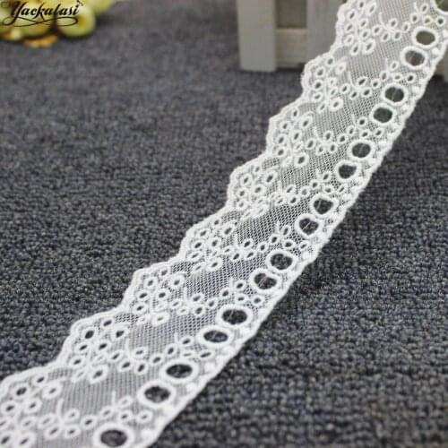 YACKALASI Eyelet Embroidered Lace Applique 14 Yards Soft Tulle Lace Fabrics Scalloped Ribbon Sewing Apparel Trims 5.5CM