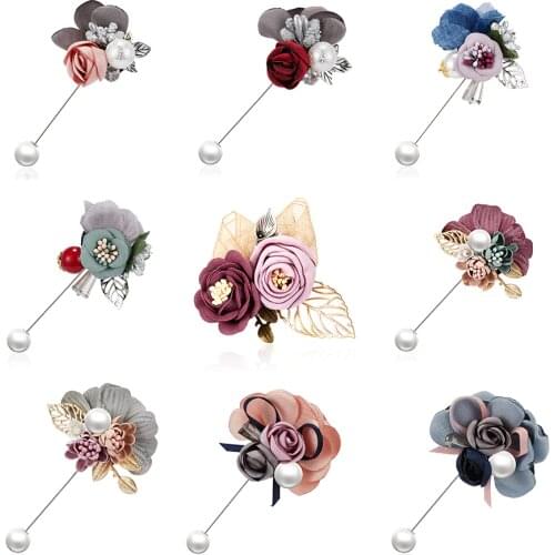 Korean Cloth Art Fabric Flower Brooch Shirt Collar Vintage Pins Handmade Cloth Leaf Bowknot Women Dress Shirt Collar Accessories