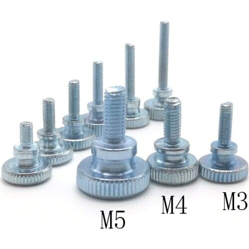 10PCS M3 M4 M5 Knurling Flat high Head Knurled Thumb Screw Hand Tighten Computer Screws carbon steel with znic