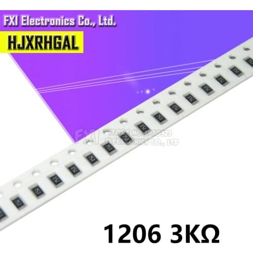 100PCS 1206 SMD Resistor 3K ohm chip resistor 0.25W 1/4W 302 new original