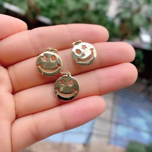 30PCS, Hollow Smile Face Earring Copper Charms Diy Accessory For Earring Necklace Bracelet Pendants Cute Jewelry Making