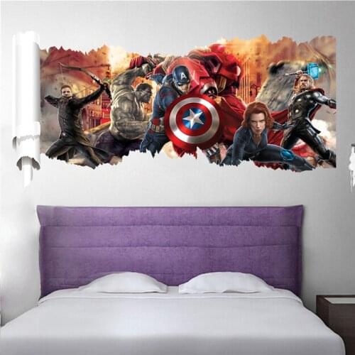 3D vivid avengers wall stickers living room bedroom wall decoration movie poster wall stickers for kids rooms