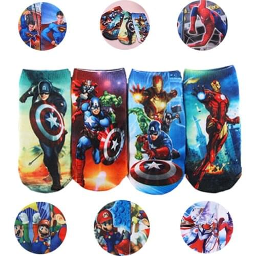 4 pairs kids cartoon socks boys cotton Socks 2 to 8 T child Iron man SpiderMan Socks Captain America Cartoon Boat Socks set