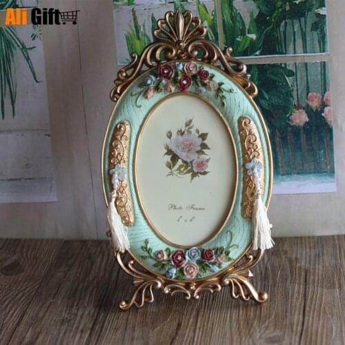 6 Inch Vintage Europe Photo Frame Rose Resin Photo Frame Picture Frames Table