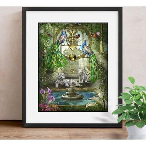 Diamond Painting Birds Peacock Diamond Embroidery DIY Full Round Drill Resin Rhinestone Painting Decoration Home