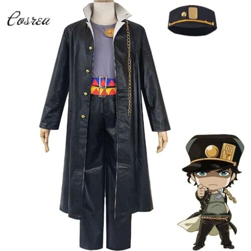 Anime Jojo Bizarre Adventure Cosplay Kujo Jotaro Cosplay Costume Hat Jojo Clothes Outfits Suits Navy Uniform Halloween Costumes