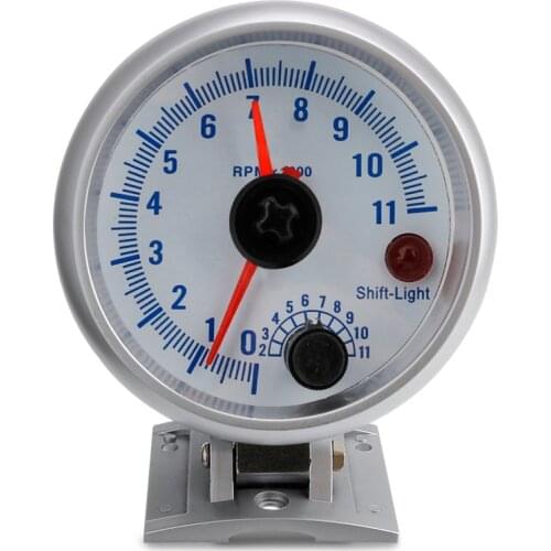 Auto Car Tachometer Tacho Gauge 0~11000 RPM Meter 2" 52mm Universal White-faced Silver Shell Blue Led Meter Double Pointer