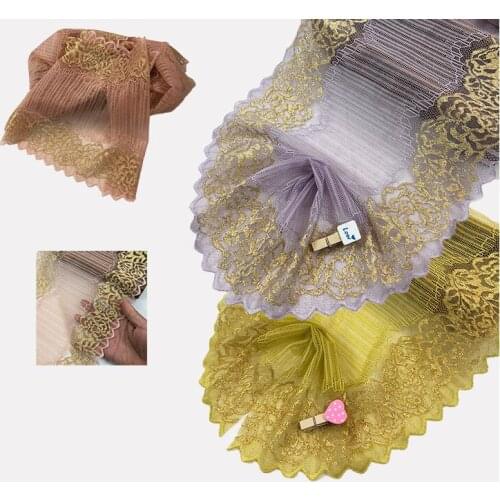 Free Shipping 2 Meters Coral French Lace Elastic Lace Fabric Clothes Skirt Accessories DIY Lace Trim 24cm Width
