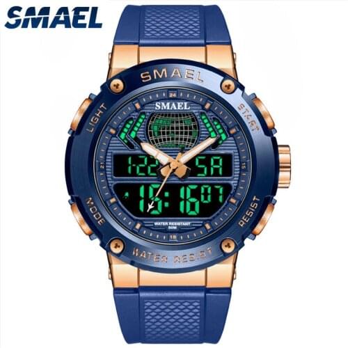 SMAEL Watches For Men Quartz Wristwatches With Digital Time 50M Waterproof Rubber Band Male Clock 8032 Mens Quartz Watch Sport