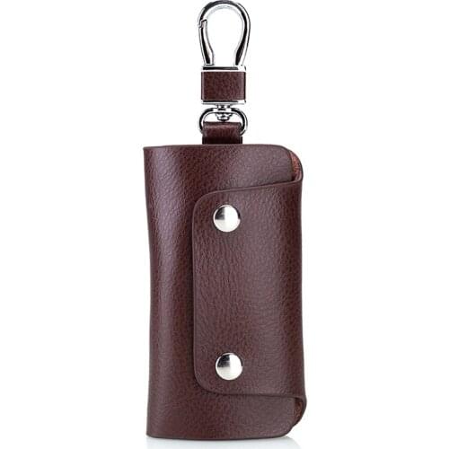 Key Case Genuine Leather Women Key Chain Covers Men Vintage Hasp Key Wallet Case Bag Housekeeper Holder Keys Organizer Pouch New