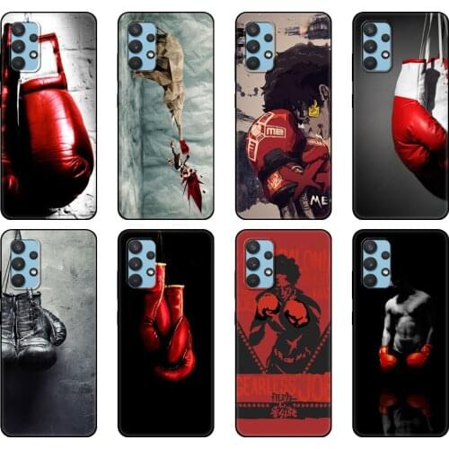 Black tpu Case For Samsung galaxy A32 A42 A52 A72 4g 5g S21 PLUS ultra back cover Muay Thai Fight Boxing
