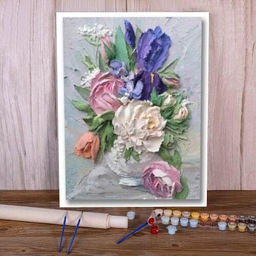 Flowers Art Rose Peony DIY Painting By Numbers Kit Oil Paints 50*70 Picture By Numbers Photo Wall Paintings For Wholesale