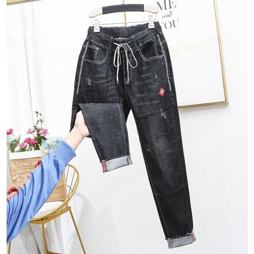 2020 Plus Size Boyfriend Jeans Women Denim Harem Pants Loose High Waist Jeans Pants Female Casual Streetwear Mom Jeans 5XL K611