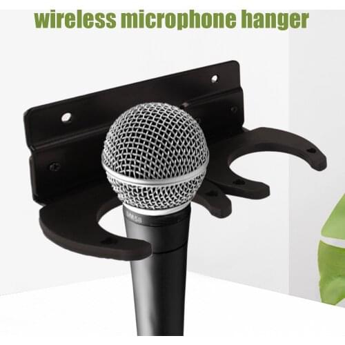 Space Saving Wireless Microphone Hanger Black Show Mic Accessories Wall Mounted Organizer With Screws Double Hook KTV Stands