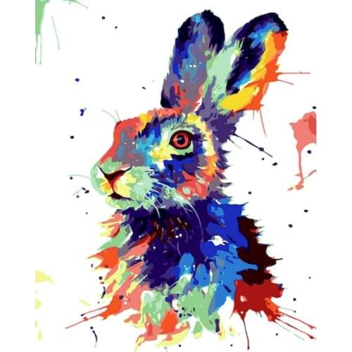GATYZTORY Frame Diy Painting By Numbers Colorful Animals Canvas Drawing Wall Decor 60×75cm Gift Handpainted Kits