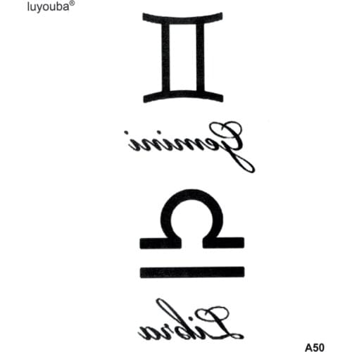 Gemini And Libra Waterproof Temporary Tattoo Sticker Henna Tatoo Body Sticker Fake Tattoo The Flash Tatuajes