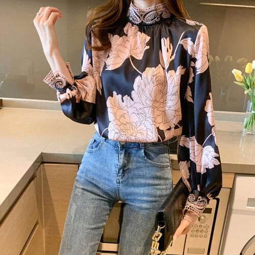 Блузки с воротником стойка Houthion China At AliExpress