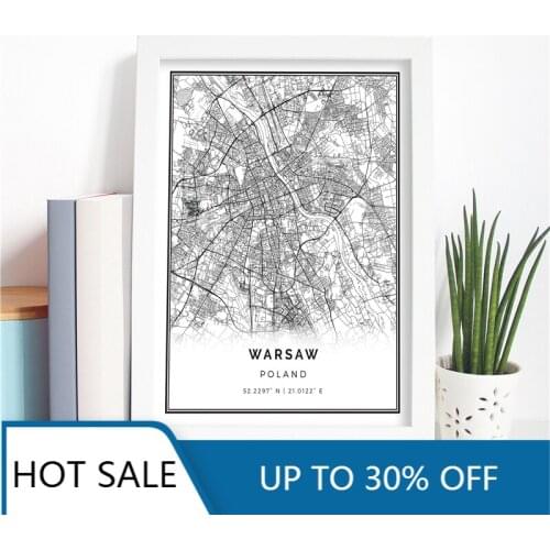 Poland Warsaw City Map Wall Art Canvas Painting Posters Prints Wall Decor For Poles Living Home Aesthetic Home Decoration