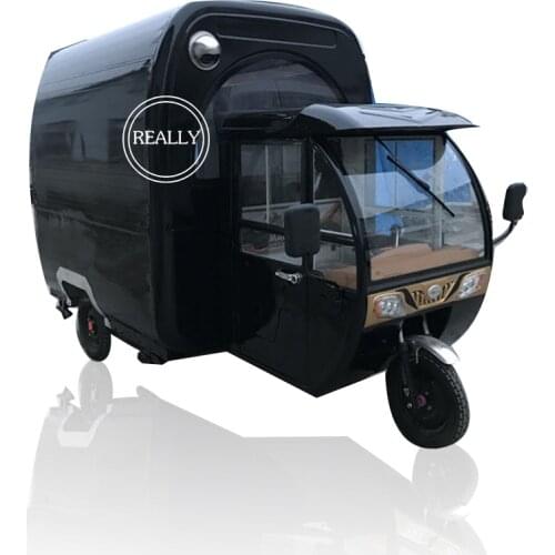Customized stainless steel enclosed coffee bike vending motorized electric tricycle food carts truck