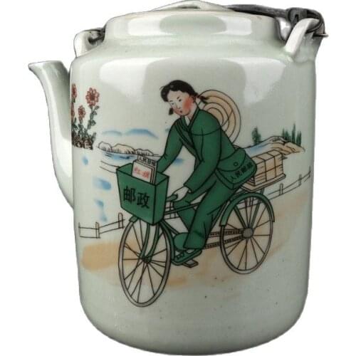 Chinese Old Porcelain Cultural Revolution Porcelain Pastel Postal Map To The Countryside Teapot