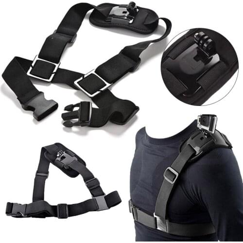 Mayitr 1pc Adjustable Black Shoulder Chest Strap Universal Camera Mount Harness Belt for GoPro Hero 3/3+/4 Camera