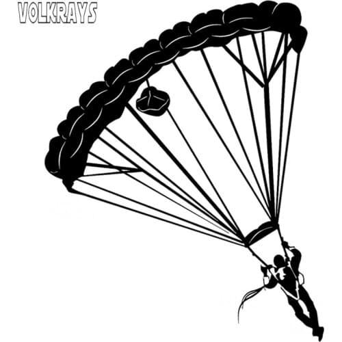 Volkrays Fashion Car Sticker Sport Parachute Fitness Accessories Reflective Sunscreen Vinyl Decal Black/Silver/white,17cm*13cm
