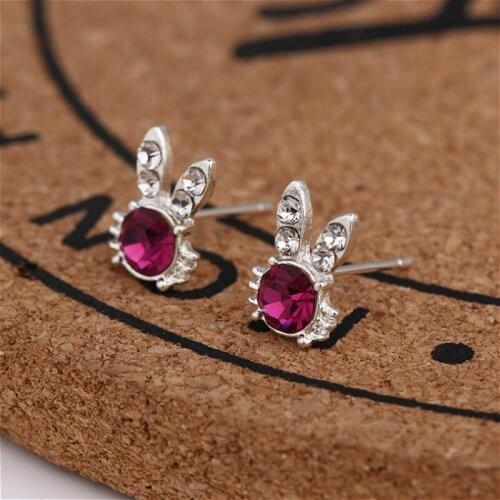 1Pcs Rabbit Fashion Earrings with Diamonds Ear Studs Party Favors for Valentines Day Presents Guests Party Favor Souvenir