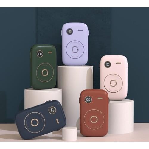 Small Portable Power Bank with Cable Three-in-One 10000 MA Large Capacity Mobile Power Mini Fast Charge Cute Retro