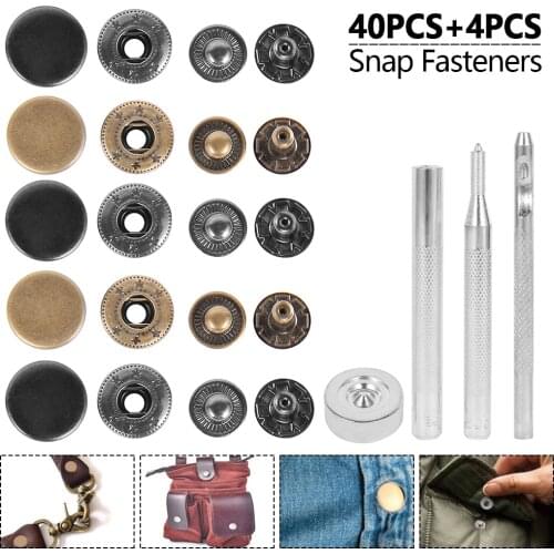 Newly 12.5MM 40 Sets Fasteners With 4 Pieces Fixing Tools Press Studs Metal Snap Button Snaps Clothing Tool Kit