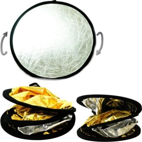 Gold an silver reflector 2 in 1 32"/80cm handhold multi collapsible portable disc light Reflector for photography studio