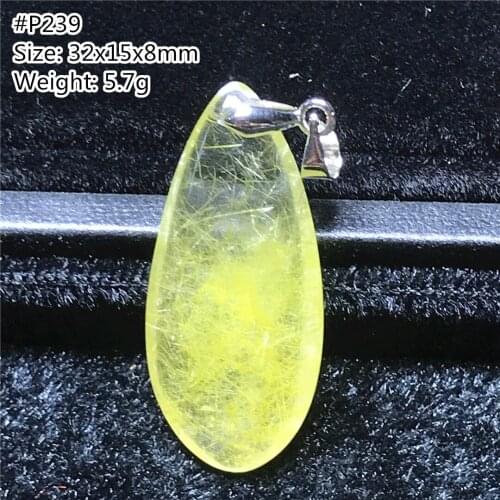 Top Natural Gold Rutilated Pendant Jewelry For Woman Lady Man 35x22x9mm Beads Lucky Wealthy Gemstone Silver Crystal Stone AAAAA