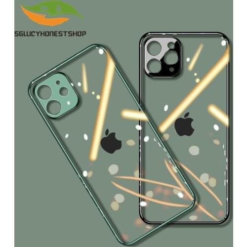 Clear Silicone Case For iPhone 12 11 Pro MAX XS XR 8 7 Plus Luxury Ultra-Thin Slim Glossy Plating Soft TPU Case Cover