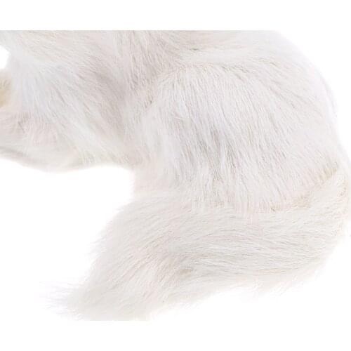 Realistic White Faux Fur Lying Lowrie Animal Model Figures Home Decoration Toy Gift