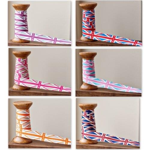 [IuBuFiGo] 1-1/2"(38mm) England Flag Printed Grosgrain Ribbon Tape