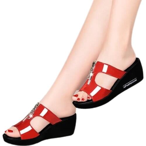 Slope Heel Sandals Slippers Womens Summer Korean Version New Design Thick Bottom for Women Shoes