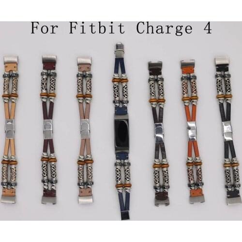 New Fashion WristStrap Replacement Leather smart Wristband Bracelet Band Strap For Fitbit Charge 4 Strap sport Watch Accessories