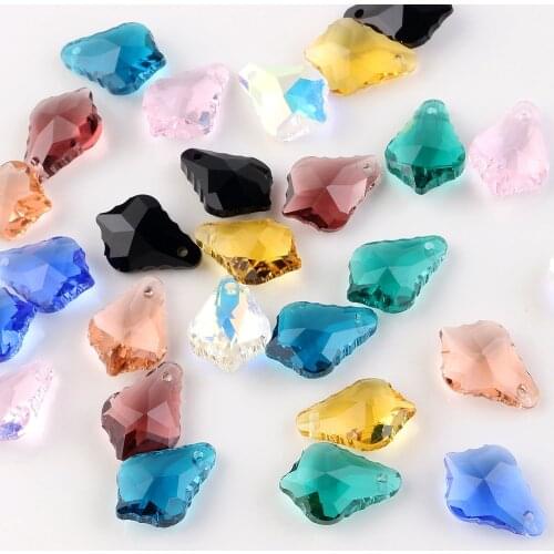 30pcs/lot Lampwork Glass Leaf Beads 11x16mm Crystal Pendant Wholesale DIY for Jewelry Making Bracelet & Necklace