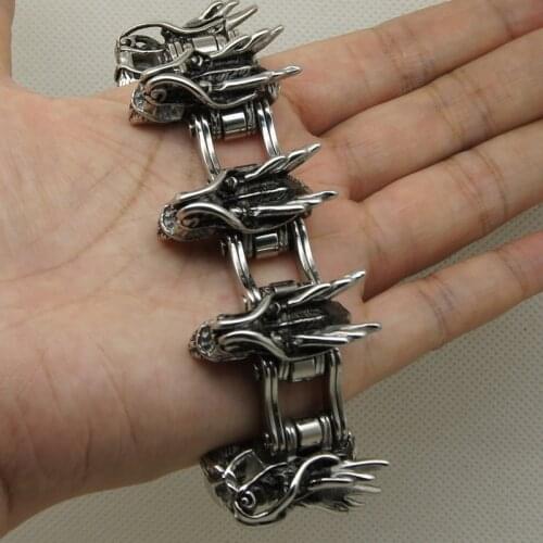 Heavy dragon motorcycle 189g 30mm width 8.66'' 316L stainless steel bracelet