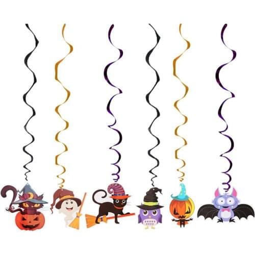 Halloween Hanging Ornament Banner Kids Favors Cartoon Witch Bat Ghost Design Props Decorations For Halloween Party Supplies