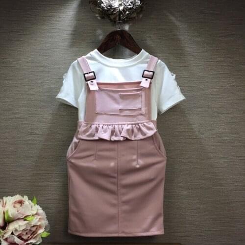 2016 Spring Summer Korean Pieces Set Girl Childrens Girl Baby Solid Color Unlined Upper Garment Work Clothes