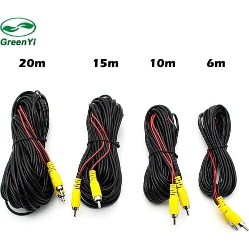 GreenYi 6 Meters RCA Video Cable For Rear View Camera Connect To Car Monitor 6M 10M 15M 20M Male to Male CCTV Video RCA Cable