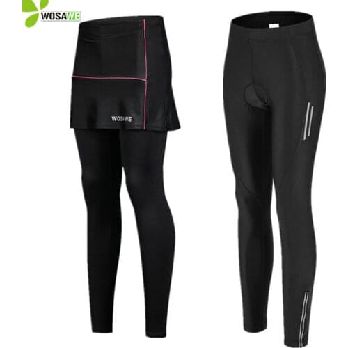 WOSAWE Shockproof Womens Cycling Pants Tights Skirts Under Bottom Sportswear Clothing Bicycle Bike Downhill MTB Long Trousers