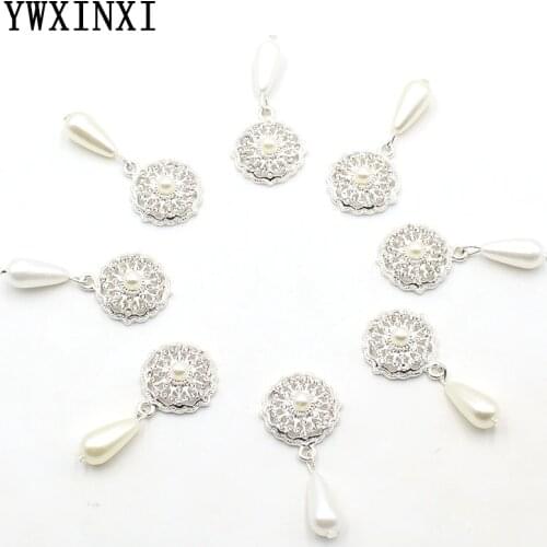 YWXINXI 10Pcs new alloy rhinestone flat brooch jewelry, fashionable and gorgeous wedding invitation holiday creative decoration