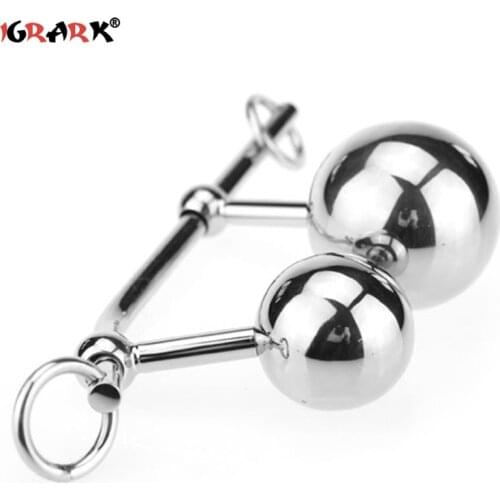 Female Anal Vagina Double Ball Plug In Steel Chastity Belts Rope Hook Sex Toy For Women Locking Chastity Belt