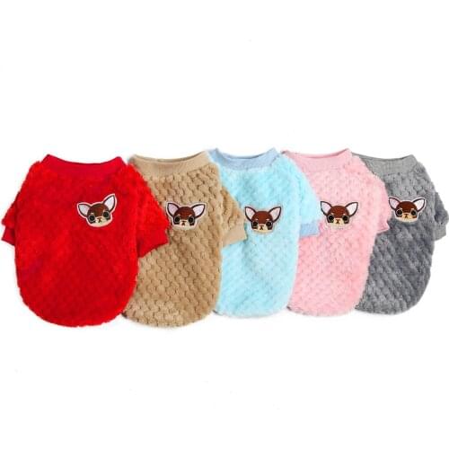S-XXL Thicken Warm Dog Clothes Puppy Pet Plush Embroidered Dog Clothes Winter Fashion Soft Sweater Coat For Small Dogs