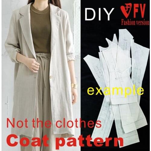 Female soil mid-length linen casual coat coat garment making pattern 1:1 sewing drawing BFY-157