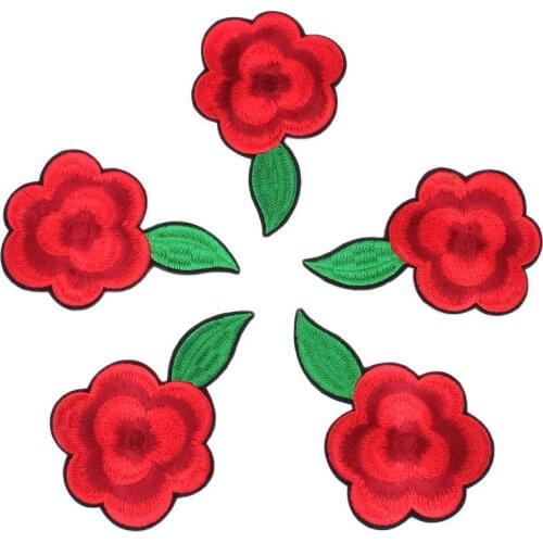 10pcs/lot Embroidered Rose Flower Patch Diy Clothes sewing Stickers Garments Coats Badge Jeans Shirts Badge iton on Patches